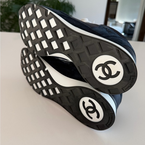 CHANEL Women’s Black, Navy, and White Sneakers - Picture 7 of 9